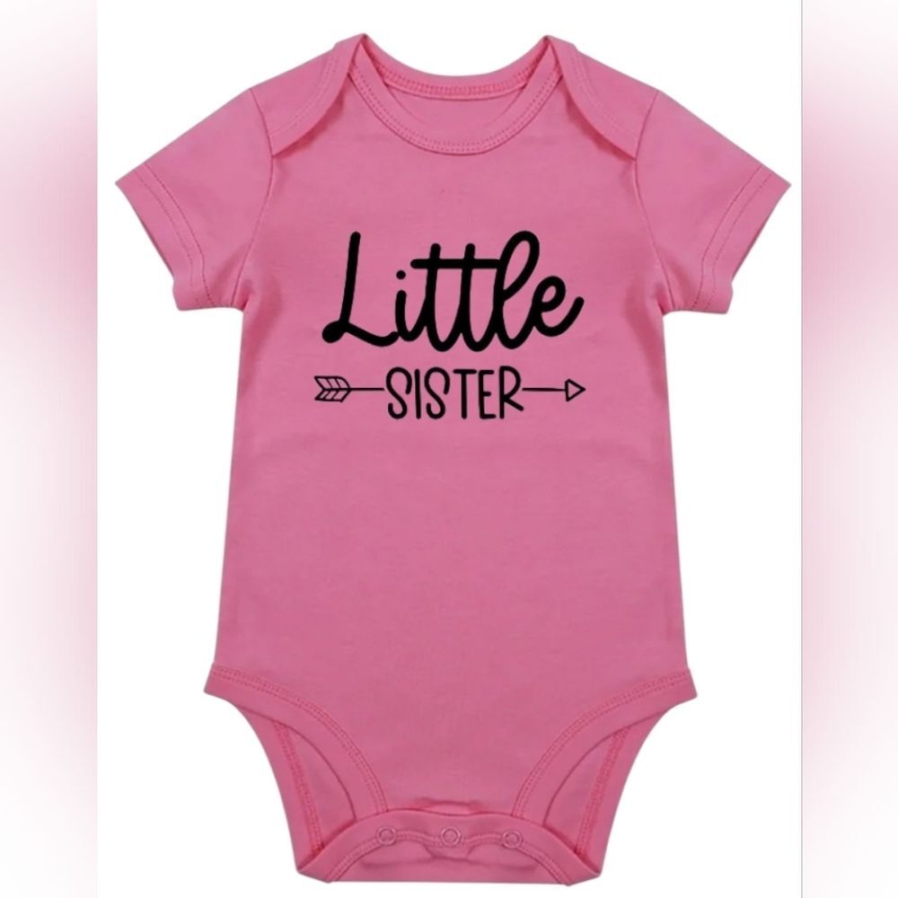 Pink "Little Sister" Short Sleeve Onesie